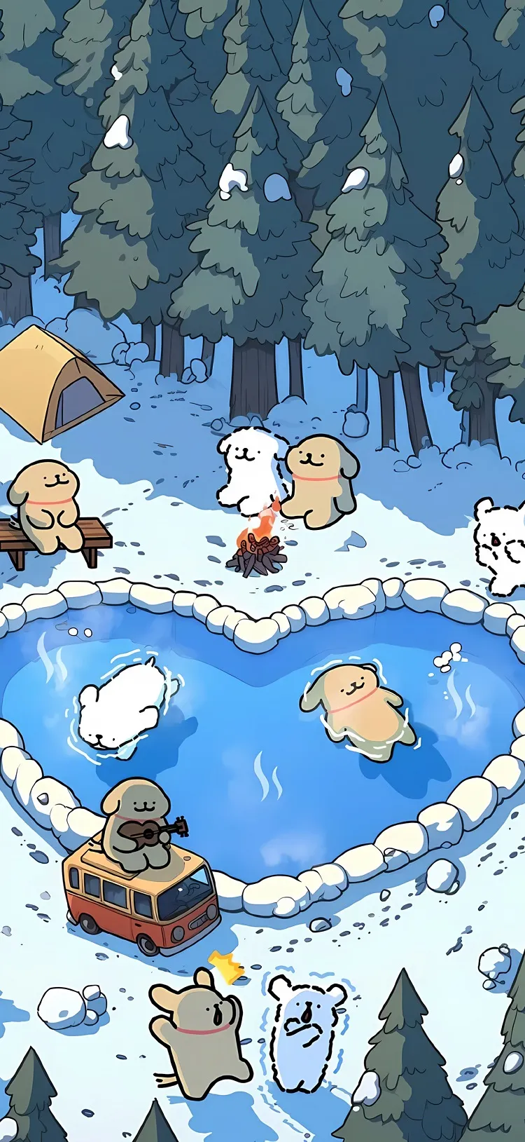 线条小狗，可爱的线条小狗与他的小伙伴