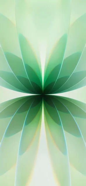 iPhone 17系列官方原生壁纸 | 绿色抽象花瓣对称设计 4K高清无水印手机背景图