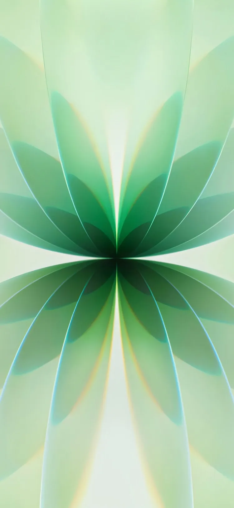 iPhone 17系列官方原生壁纸 | 绿色抽象花瓣对称设计 4K高清无水印手机背景图
