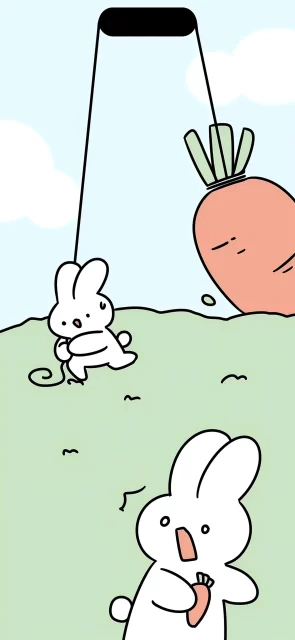 可爱卡通兔子与胡萝卜插画，治愈系小动物壁纸